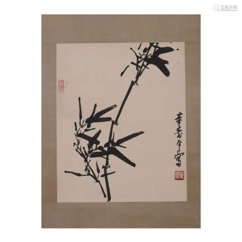A CHINESE PAINTING INK BAMBOO SIGNED DONGSHOUPING