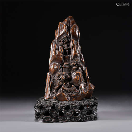 A CHENXIANG CARVED BOULDER ORNAMENTS,QING