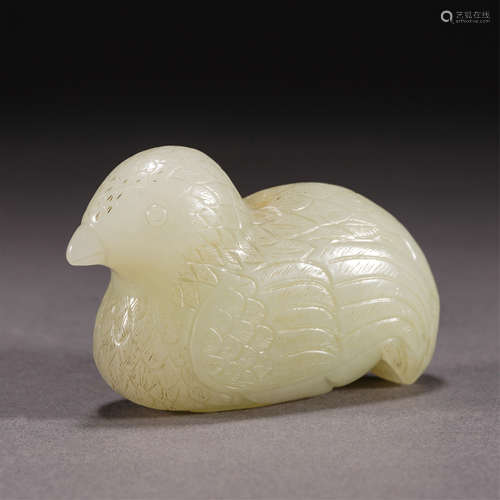 A WHITE JADE BIRD PANDENT,QING