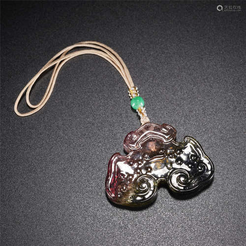 A TOURMALINE RUYI PENDANT,QING