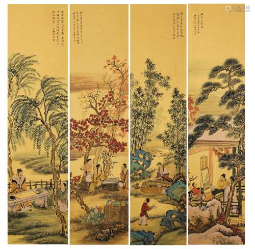 Chinese ink painting,
Chen Shaomei's Four Screens in the Gar...