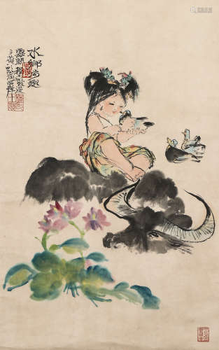 Chinese ink painting,
Cheng Shifa's pictures of young girls