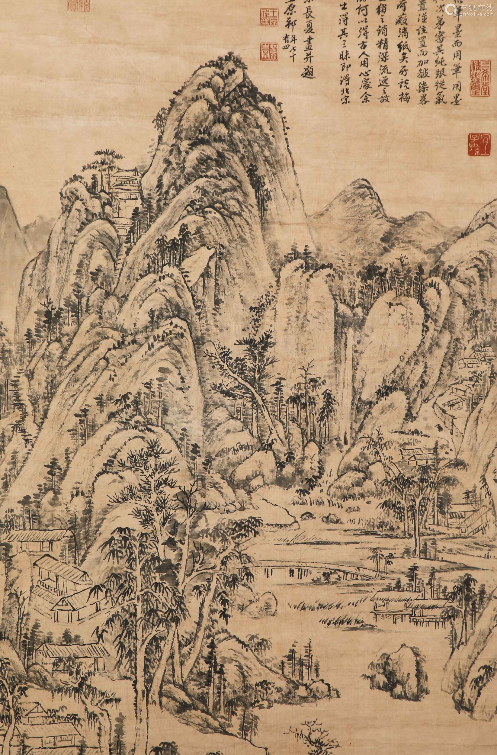 Chinese ink painting,
Wang Yuanqi's landscape paintings
