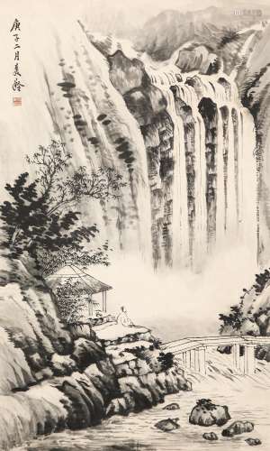 Chinese ink painting,
Song Meiling's painting of watching wa...