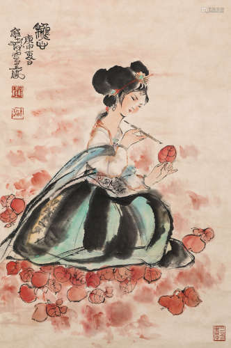 Chinese ink painting,
Cheng Shifa's pictures of young girls
