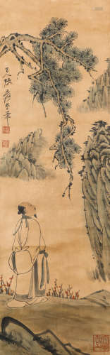 Chinese ink painting,
Zhang Daqian's character landscape