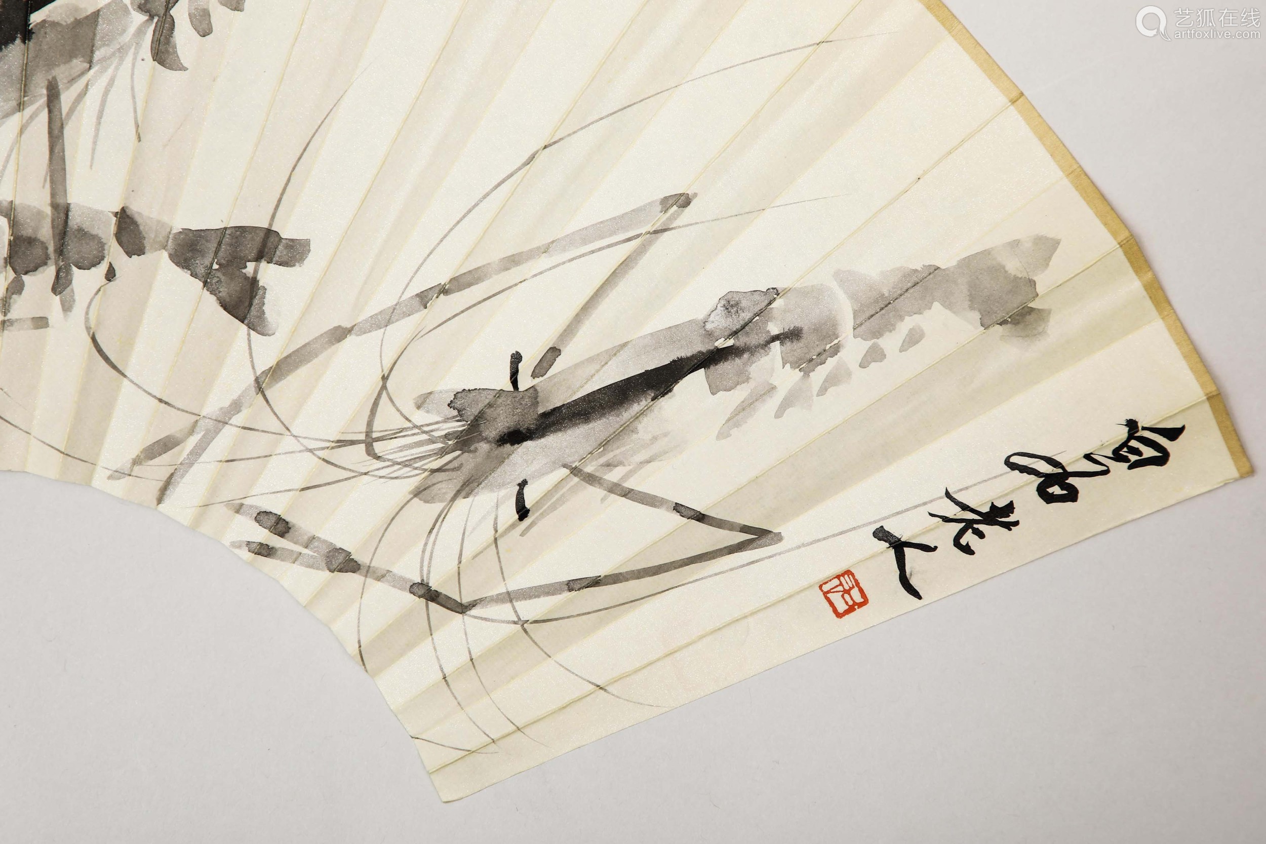 Chinese ink painting,
Qi Baishi's Playing Shrimp Drawing