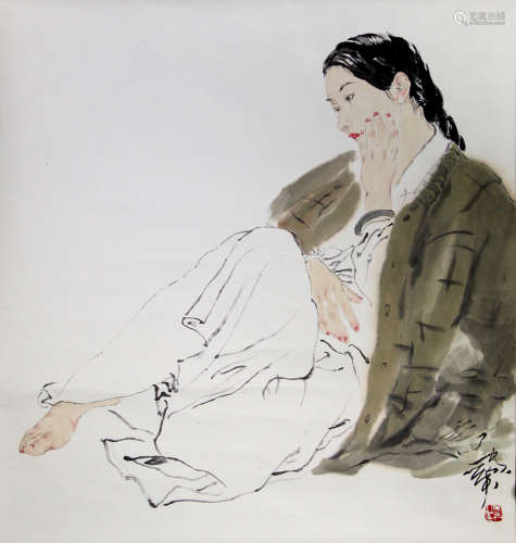 Chinese ink painting,
He Jiaying's figure paintings