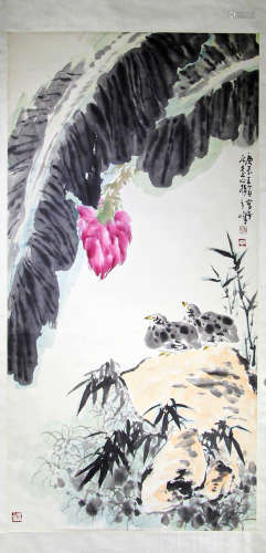 Chinese ink painting,
Sun Qifeng's painting of flowers and b...