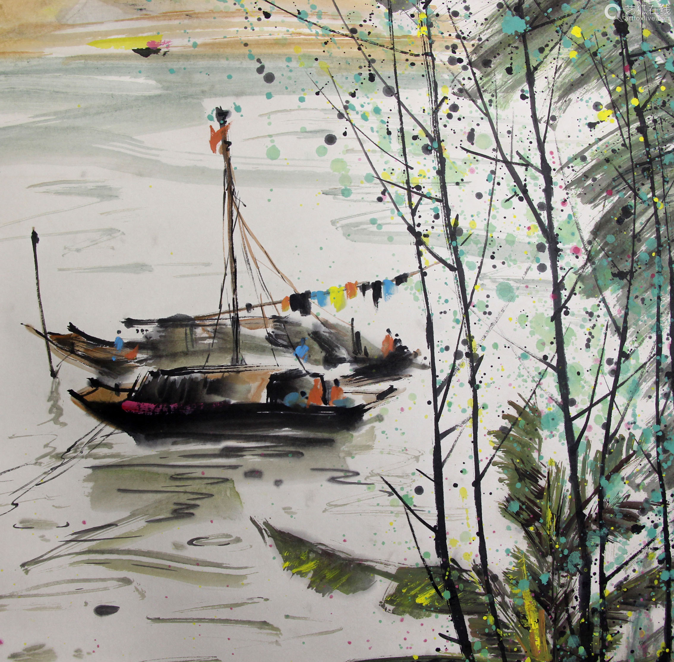 Chinese ink painting,
Wu Guanzhong's Ink and Wash Landscape ...