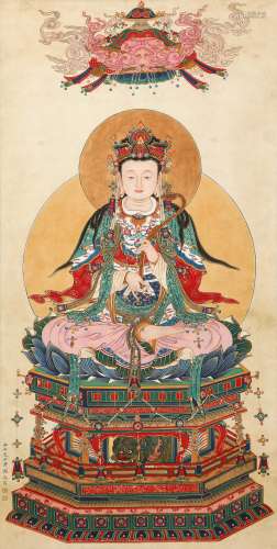 Chinese ink painting,
Pu Ru's Avalokitesvara painting