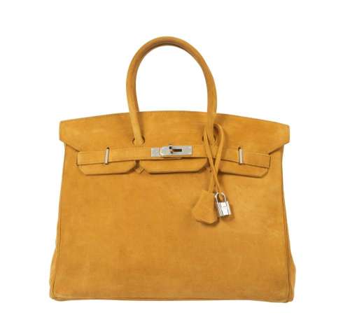 HERMÈS 2001 Sac BIRKIN 35 Veau Doblis Safran Garniture métal...