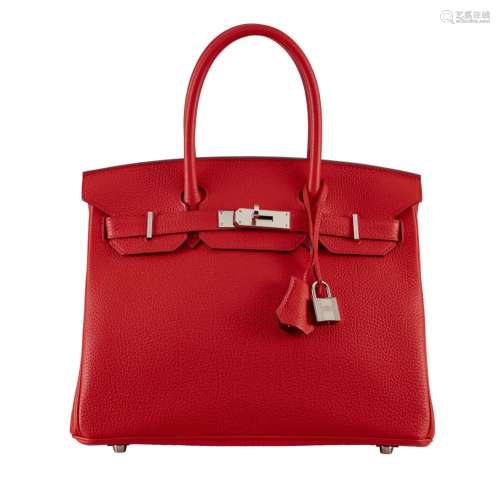 HERMÈS 2019 Sac BIRKIN 30 Veau Togo Rouge de Cœur Garniture ...