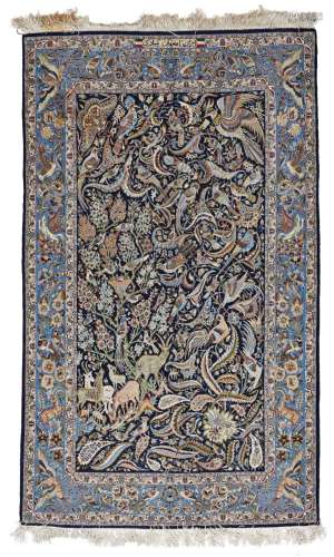 Signed Isfahan Pictorial Rug