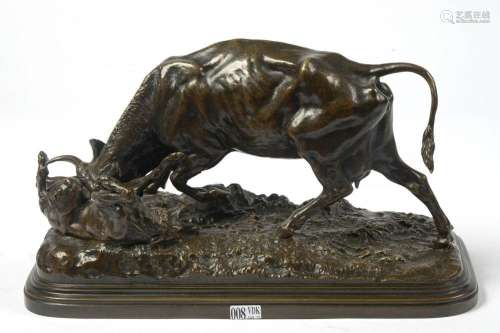 BONHEUR Isidore (1827 - 1901) "Combat entre un taureau ...