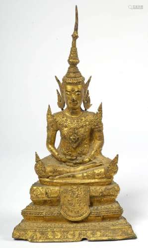 "Rama VI" en bronze doré. Travail thaïlandais. Epo...