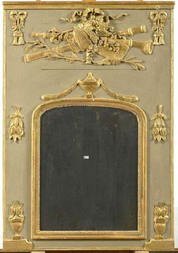 Trumeau rectangulaire Louis XVI en bois sculpté patiné gris ...