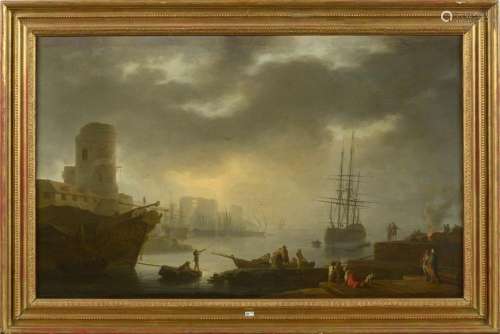 VERNET Joseph (1714 - 1789) Huile sur toile marouflée sur to...