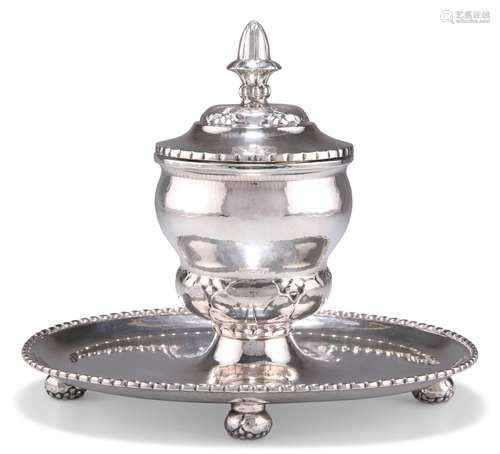 A DANISH SILVER INKWELL, by Georg Jensen, c.1915-1925, 830 s...