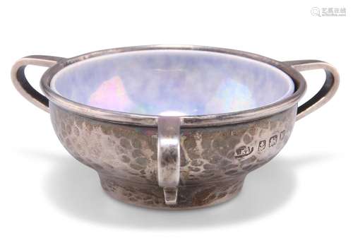 AN ARTS AND CRAFTS SILVER AND RUSKIN POTTERY BOWL, by Albert...