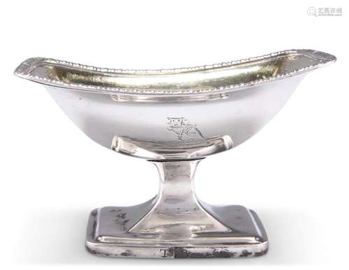 A GEORGE III IRISH SILVER SALT, maker's mark indistinct...