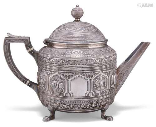 A VICTORIAN SCOTTISH SILVER TEAPOT, by Edwin Millidge, Edinb...