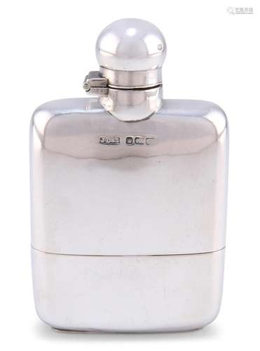 AN EDWARDIAN SILVER HIP FLASK, by James Dixon & Sons Ltd...