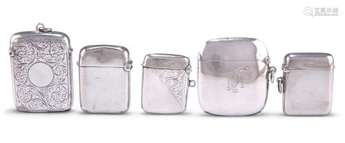 FIVE ASSORTED SILVER VESTA CASES, VICTORIAN AND LATER, inclu...