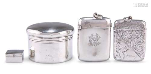 ASSORTED SILVER, including: AN EDWARDIAN SILVER VESTA, by Wi...