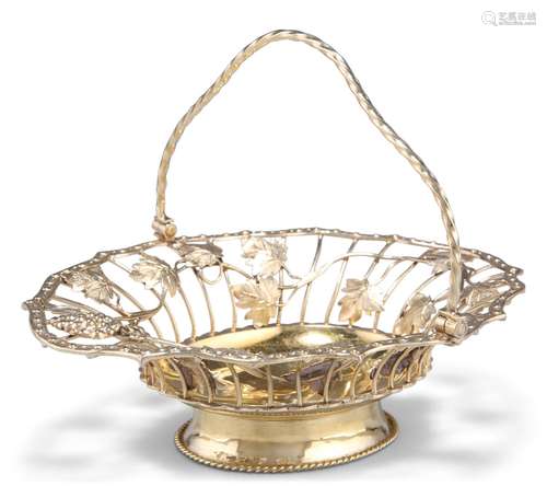 A GEORGE III SILVER-GILT PIERCED BASKET, maker's mark i...