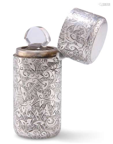 A VICTORIAN SILVER SCENT FLASK, by Sampson Mordan II, London...