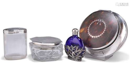 AN ART DECO SILVER-LIDDED DRESSING TABLE JAR, by Charles S G...