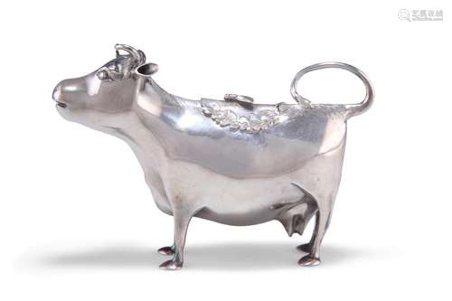 A GEORGE III SILVER COW CREAMER, probably by John Schuppe, L...