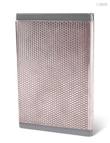 AN ART DECO-STYLE SILVER AND BAKELITE CIGARETTE CASE, rectan...