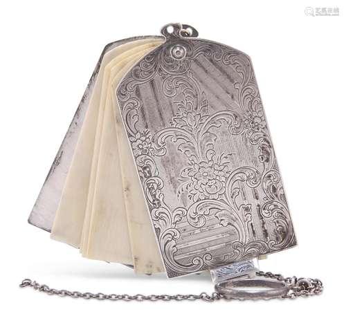 A VICTORIAN SILVER AND IVORY AIDE-MÉMOIRE, by Nathaniel Mill...