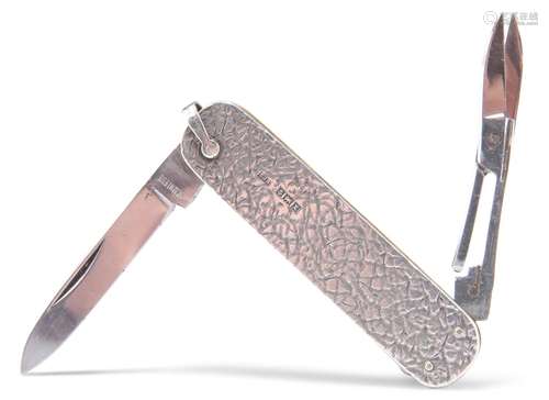 AN ELIZABETH II SILVER COMBINATION PENKNIFE AND SCISSORS, by...