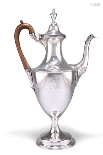 A GEORGE III SILVER COFFEE POT, by Samuel Godbehere & Ed...