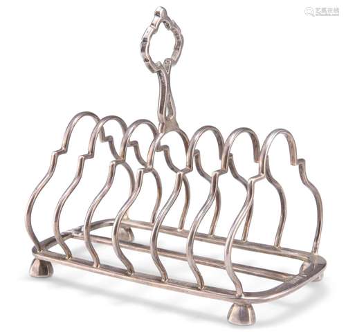 AN EDWARDIAN SILVER TOAST RACK, by Walker & Hall, Sheffi...