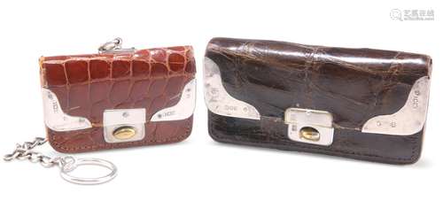 TWO EDWARDIAN SILVER-MOUNTED CROCODILE PURSES, maker JB, Lon...