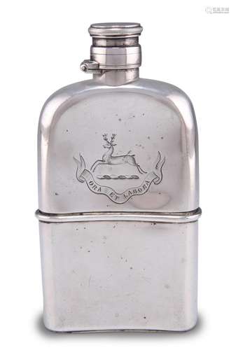 A VICTORIAN SILVER HIP FLASK, by George Aldwinckle, London 1...