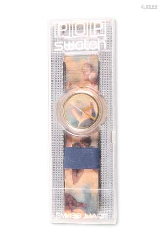 A VIVIENNE WESTWOOD PUTTI POP SWATCH WATCH, with Putti print...