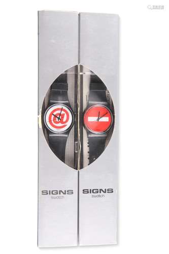 TWO SWATCH WATCHES, comprising @SYMBOL GB173 and No Entry GB...