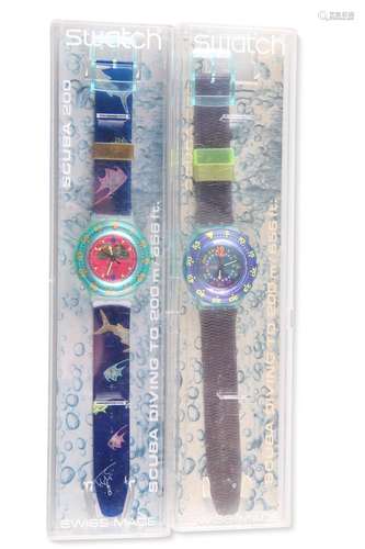 TWO SWATCH WATCHES, comprising HAPPY FISH SDN101 and SCUBA 2...