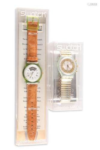 TWO SWATCH WATCHES, comprising GRAND VIA SAG100 and GOLDEN G...