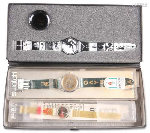 THREE OLYMPIC THEMED SWATCH WATCHES, comprising MOSCOW 1980 ...