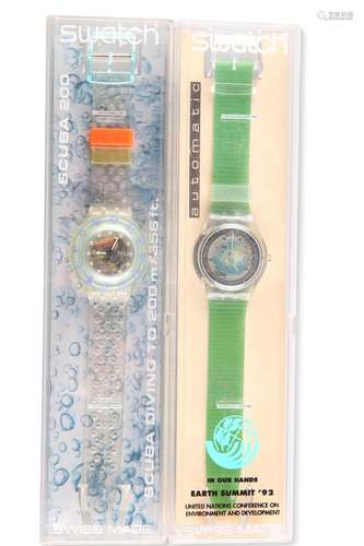 TWO SWATCH WATCHES, comprising JELLY BUBBLES and EARTH SUMMI...