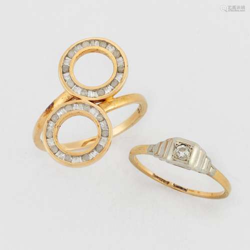 TWO DIAMOND RINGS, including A SOLITAIRE DIAMOND RING, a rou...