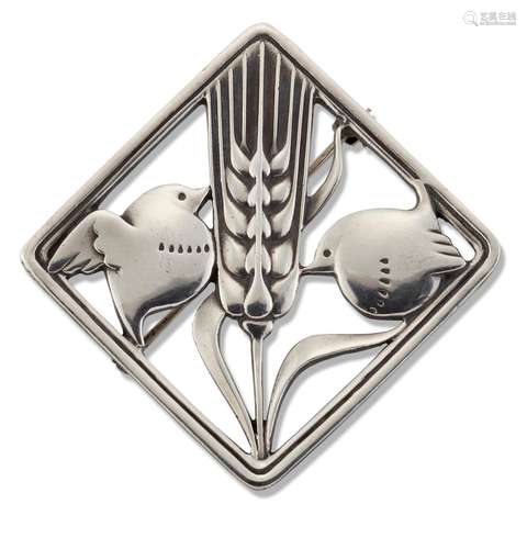 ARNO MALINOWSKI FOR GEORG JENSEN - A DANISH SILVER BROOCH, n...