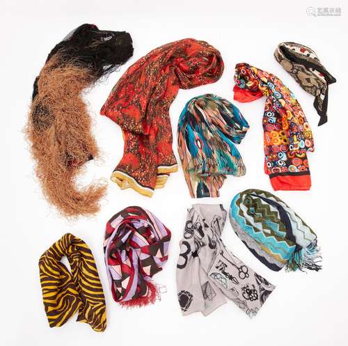 SEVEN VARIOUS FASHION SCARVES, including TWO GIVENCHY SILK S...