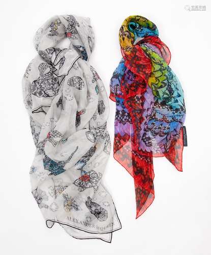 ALEXANDER MCQUEEN - TWO SILK SCARVES / SHAWLS, a Spring/Summ...